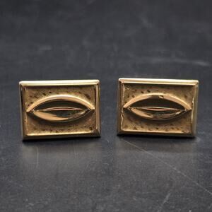 Hicock USA Gold Tone Cuff Links Rectangle Vintage Mens Accessories